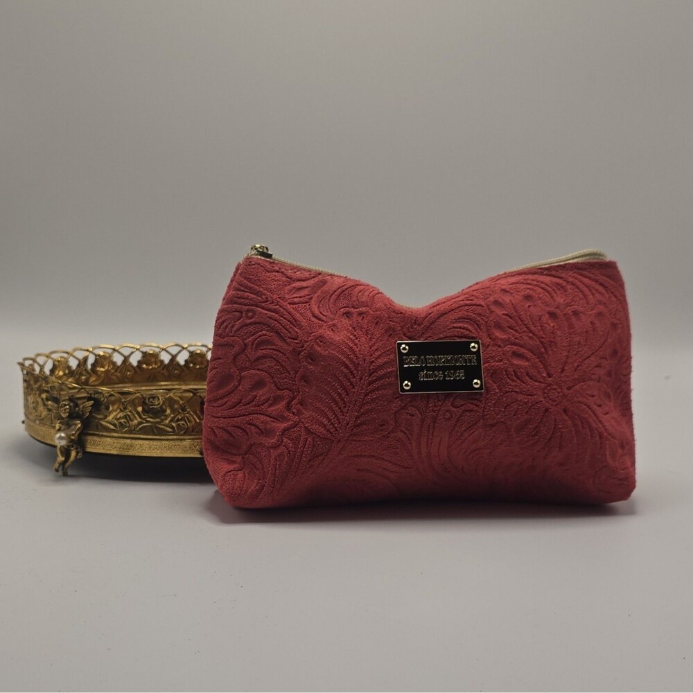 Belo Horizonte Coral/Pink Embossed Makeup Bag w/ Zipper, Since 1965, 8 x 5.5